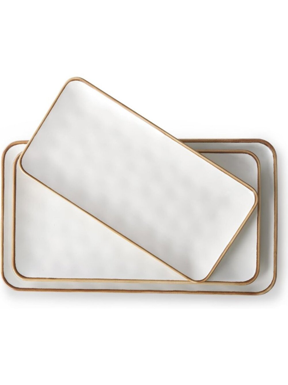 Large Ceramic Serving Platter Set with Brown Rim - Perfect for Entertaining